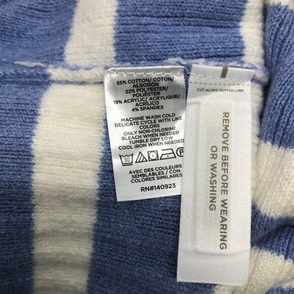 NWT LOFT Ribbed Mockneck Sweater Size M Blue White Stripe Oversized - Picture 7 of 8